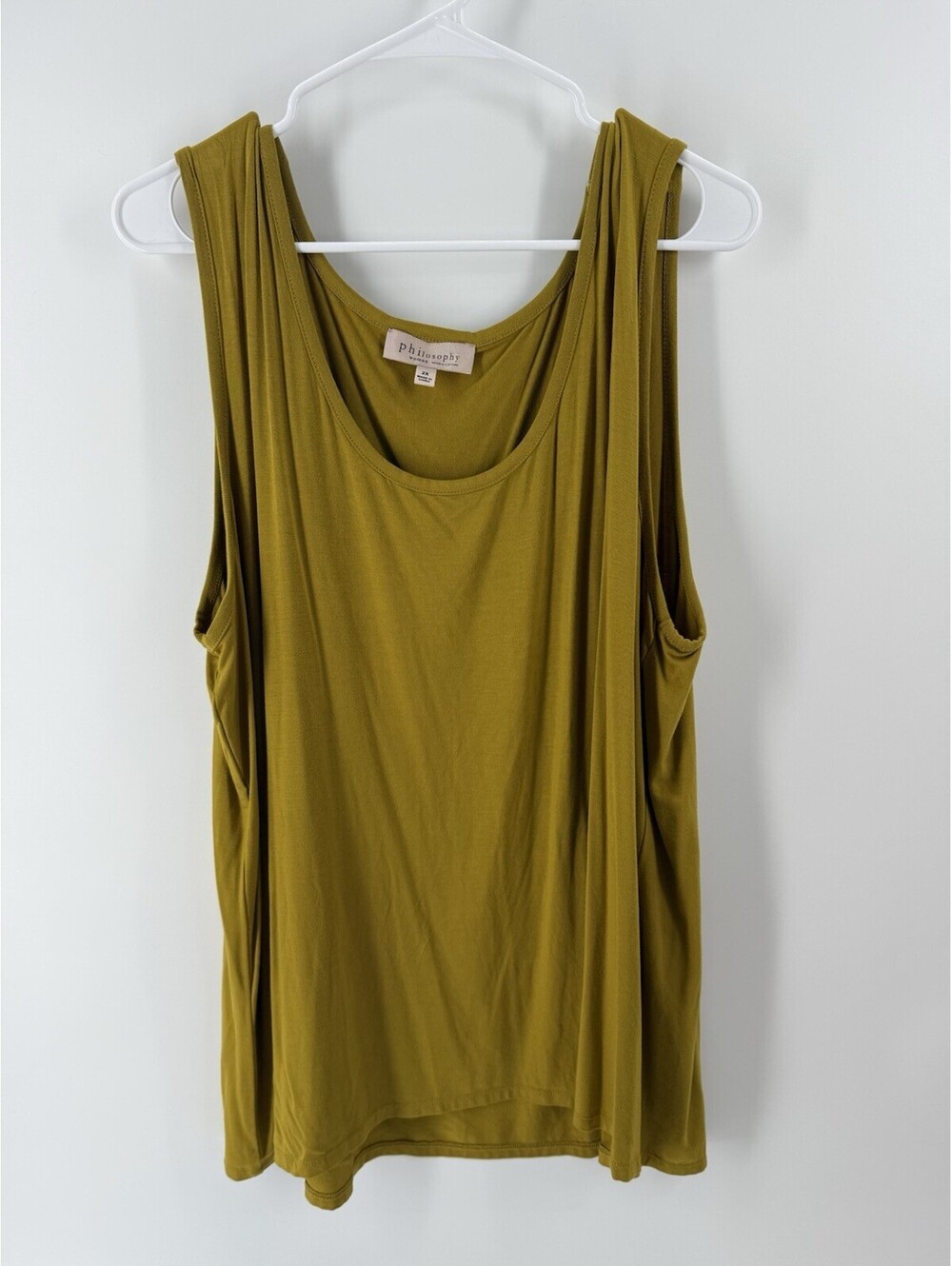 Philosophy Tank Top 2X Woman Mustard Sleeveless  Soft Stretch Rayon Blend